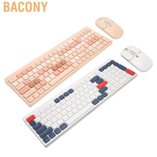 Bacony Keyboard Mouse Combo 2.4G Wireless Round Keycaps Ergonomic Type C Charge and for Phone Tablet Office