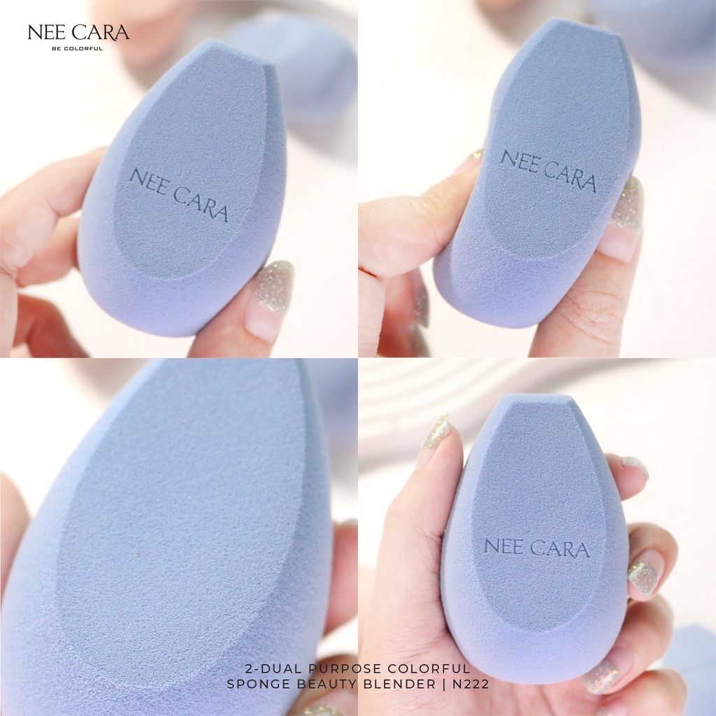 nee-cara-2-dual-purpose-colorful-sponge-n222-neecara-นีคาร่า-ฟองน้ำ-แต่งหน้า-ฟองน้ำทรงไข่-ตัดมุม-x-1-ชิ้น-alyst