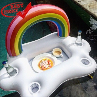 Summer Party Bucket Rainbow Cloud Cup Holder Inflatable Pool Float Beer Drinking Cooler Table Bar Tray Beach แหวนว่ายน้ำ