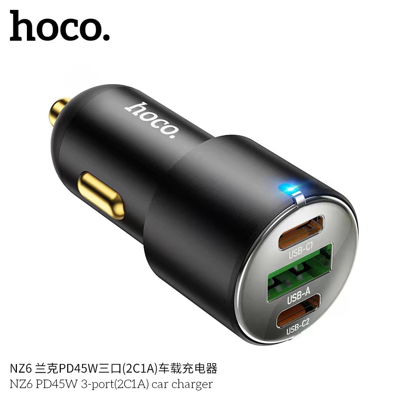 hoco-nz6-pd45w-3-port-2c1a-car-charger