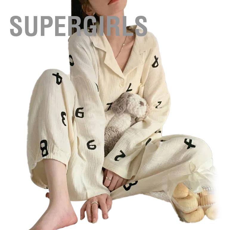 supergirls-2-ชิ้น-loungewear-เปิดลงคอระบายอากาศหรูหรานุ่มผู้หญิงชุดนอนแขนยาวสำหรับฤดูร้อน