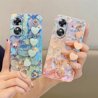 Phone Case เคส OPPO Reno8 T A78 5G 4G New Vintage Premium Blu-ray Rhinestone Oil Painting Flower Casing OPPO Reno 8 8T Reno8T with Bracelet Soft Cover เคสโทรศัพท