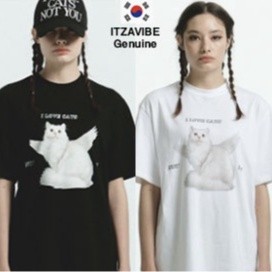 [ITZAVIBE] Cat T-shirts TShirt Top Short Sleeves Women T shirts Cute T-shirt Angel Cat VER.2 Aespa K_01