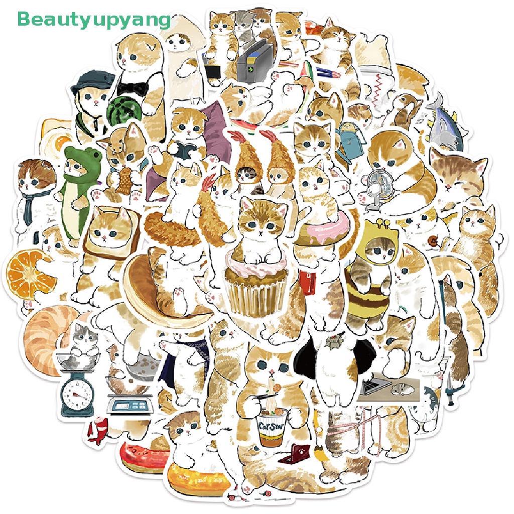 beautyupyang-สติกเกอร์-ลายการ์ตูนแมวน่ารัก-สําหรับตกแต่งสมุดภาพ-แล็ปท็อป-กระเป๋าเดินทาง-โทรศัพท์-64-ชิ้น