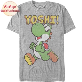 เสื้อยืดผู้ชาย Mens Nintendo Running Yoshi T-Shirt men เสื้อ ยืด ผู้ชาย คอกลม โอเวอร์ ไซส์