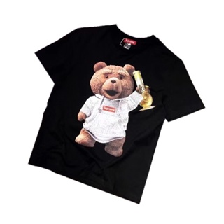 เสื้อยืดสีขาวMM (เตรียมส่ง) T-SHIRTTop teddy bear short-sleeved printing champion bear men and women couples cotton_02