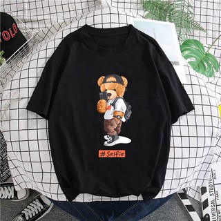 T-SHIRT PEREMPUAN LELAKI BAJU SELFIE TEDDY BEAR T-SHIRT WOMEN MEN KAIN COTTON/Baju Wanita/Oversize/Plus Size Tee_02