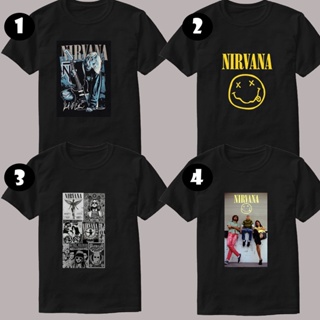 C006 Nirvana Design Graphic Tees Unisex White/Black Free Over Size T-Shirt_03