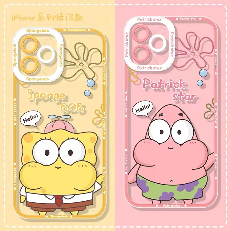 เคสโทรศัพท์มือถือแบบนิ่ม-ใส-กันกระแทก-ลายสพันจ์บ็อบ-สําหรับ-case-iphone-15-6-6s-7-8-plus-11-12-13-mini-14-pro-max-x-xr-xs-max