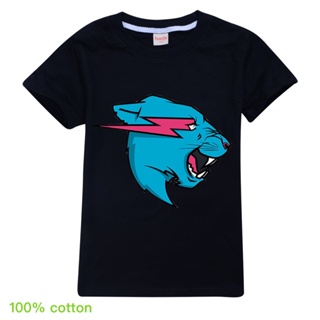 เสื้อยืด ผ้าฝ้าย 100% พิมพ์ลาย Mr Beast Lightning Cat แฟชั่นฤดูร้อน สําหรับเด็กผู้ชาย 2020