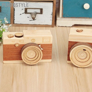 PLUTOSTYLE ไม้รูปทรงกล้องกล่องดนตรี Retro กล้องออกแบบกล่องดนตรี Melody คลาสสิกสำหรับของขวัญวันเกิดตกแต่งบ้าน