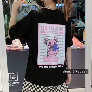 Violent Bear Print Short-Sleeved T-Shirt Female Couple Cartoon Top New_07