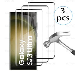 ฟิล์มกระจกนิรภัยกันรอยหน้าจอ 9D ขอบโค้ง สีดํา สําหรับ Samsung Samsun S23 Ultra Samsung Galaxy S23 Ultra 6.8 นิ้ว 3 ชิ้น
