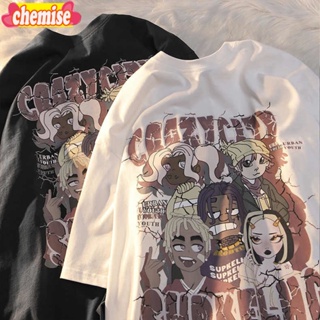 Chemisegrace✨พร้อมส่ง✨ เสื้อผ้าแฟชั่นผู้หญิง oversize เสื้อยืดโอเวอร์ไซส์เกาหลี ฮิปฮอป วินเทจ ทรงหลวม XXL 2396