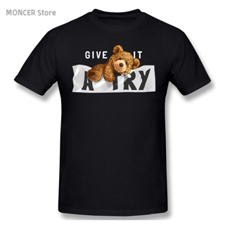 2023 New Mens T-Shirt Give It Atry Teddy Bear T Tee Tshirt Cotton Tshirt_02