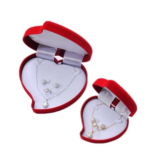 กล่องเก็บเครื่องประดับ สร้อยคอ ต่างหู แหวน รูปหัวใจ สีแดง คุณภาพสูง
