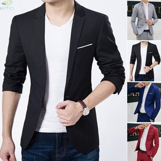 【ECHO】New Mens Casual Slim Fit Formal One Button Suit Blazer Coat Jacket Tops Coats, Jackets &amp; Vests【Echo-baby】