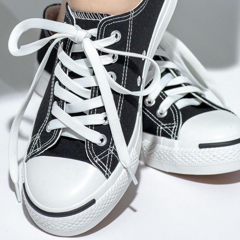 รองเท้าผ้าใบ-ส้นแบน-แบบผูกเชือก-สีขาว-120-ซม-1-คู่-2-ชิ้น