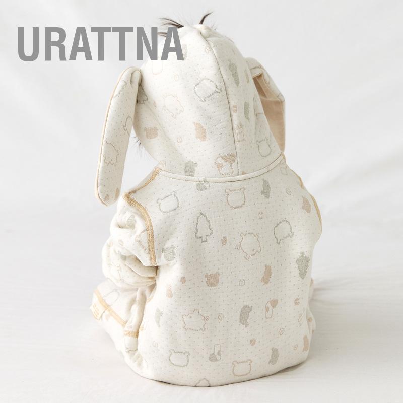 urattna-ชุดบอดี้สูทเด็ก-unisex-แขนยาวหูกระต่ายน่ารักมีฮู้ดผ้าฝ้ายสำหรับทารก-onesie-สำหรับออกนอกบ้าน