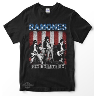 เสื้อยืด พิมพ์ลายวงร็อคแอนด์โรล ramones 4th HEY HO LETS GO Premium สําหรับผู้ชาย