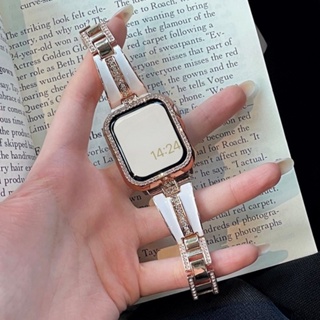สายนาฬิกาข้อมือ โลหะผสมอลูมิเนียม ประดับเพชร สําหรับ iWatch 1 2 3 4 5 6 SE 7 8 Apple Watch 38 41 40 มม.