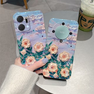 Ready Stock New Phone Case เคส Honor X9a X7a 5G Casing Shiny Luxurious Rhinestone Flowers All-inclusive Lens Protective Soft Case for Honor X9a 5G เคสโทรศัพท