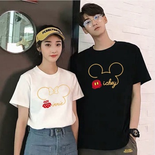 Mickey Mouse Minnie Prints Couple Clothes Summer Female Women Men T-shirt Kawaii Harajuku Korean Clothes Paired T-s_03