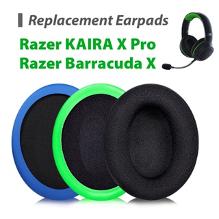 แผ่นรองหูฟัง เมมโมรี่โฟม หนังหนา ระบายอากาศ ลดเสียงรบกวน แบบเปลี่ยน สําหรับ Razer BarracudaX KAIRA X Pro