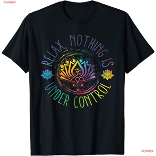 Buddha Quotes Relax Nothing Is Under Control T-shirt เสื้อยืดผู้ชาย ลายการ์ตูนพิมพ์ลายเสื้อลายการ์ตูนผู้หญิง เสื้อคอกลม