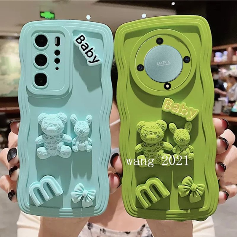 phone-case-เคส-oppo-reno8-t-8t-reno-8-t-a78-5g-casing-simple-big-wave-three-dimensional-bear-high-quality-liquid-silicone-soft-cover-2023-เคสโทรศัพท