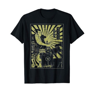 [S-5XL] เสื้อยืดแขนสั้น ผ้าฝ้าย พิมพ์ลาย Drummer Samurai แฟชั่นฤดูร้อน สไตล์ทหาร สําหรับผู้ชาย