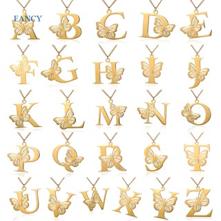Fancy สร้อยคอโซ่สเตนเลส จี้รูปผีเสื้อ ขนาดใหญ่ สีทอง เครื่องประดับ สําหรับผู้หญิง