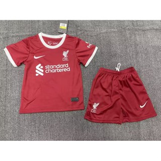 เสื้อกีฬาแขนสั้น ลายทีมชาติฟุตบอล Liverpool 2324 ชุดเหย้า และกางเกงขาสั้น คุณภาพสูง สําหรับเด็ก