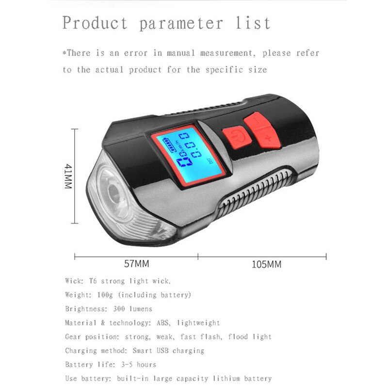 ไฟจักรยาน-ชาร์จ-usb-กันน้ํา-ไฟฉายไฟหน้า-พร้อมแตร-มาตรวัดความเร็ว-หน้าจอ-lcd-ไฟท้ายจักรยาน