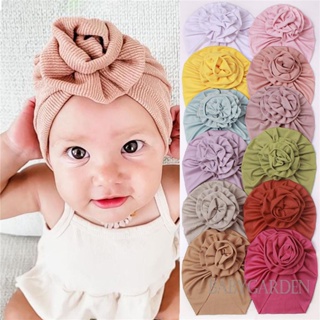 Babygarden- หมวกบีนนี่ สีพื้น ลายดอกไม้ ขนาดใหญ่ น่ารัก สําหรับเด็กทารก