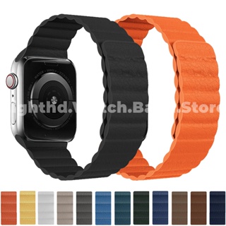 สายนาฬิกาข้อมือหนัง สําหรับ Smart Watches Series Ultra 8 7 6 SE 5 4 3 2 1 ขนาด 49 มม. 41 มม. 45 มม. 44 มม. 42 มม. 40 มม. 38 มม.