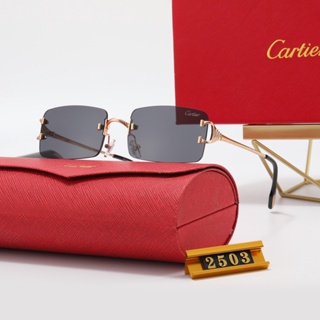 Cartier ใหม่ แว่นตากันแดด ขนาดใหญ่ สไตล์วินเทจ หรูหรา สําหรับผู้ชาย ผู้หญิง uv400 2503 2023