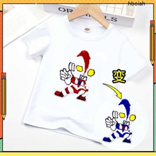 ชุดน่ารัก cos dress up2565〓 Boys Sequenant Change Short -sleeved T -shirt Thin Ultraman Top 2022 Summer Male and Gi_05