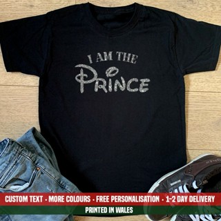 Fashional Men Causal Tops I Am The Prince Cotton T Shirt Funny Disney Charming Birthday Son Boyfriend Gift Top SZ X_03