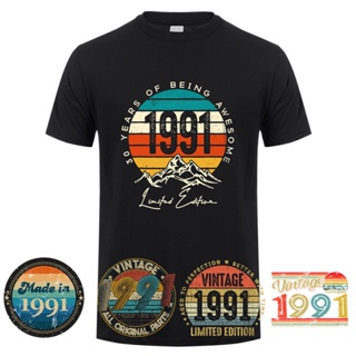 Vintage 1991 30 Years Old T Shirt Men Unisex Cotton Cool Design Tops 40th Birthday Gift Tee DY-003 g_03