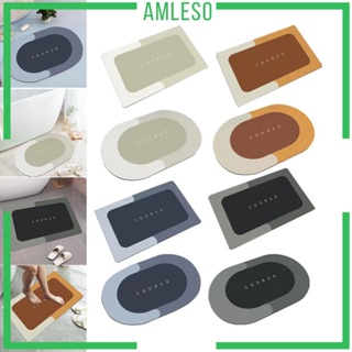 [Amleso] พรมเช็ดเท้า ทรงวงรี แบบหนา กันลื่น แห้งเร็ว ขนาด 40x60 ซม. สําหรับห้องน้ํา ทางเข้าประตู