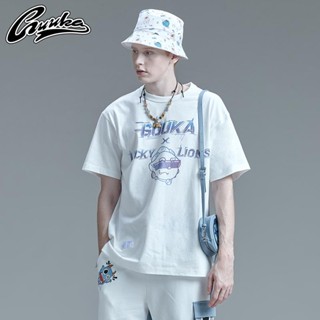 ℡❣GUUKA &amp; lion to run joint white short-sleeved t-shirt men s tide brand king ether with the same ca_01