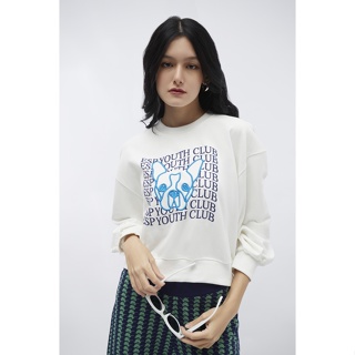 ESP เสื้อสเวตเชิ้ตลายเฟรนช์ชี่ ผู้หญิง สีขาว | Frenchie Sweatshirt | 5885