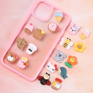 10 ชิ้น / แพ็ค ฝ้า การ์ตูนน่ารัก หมี ดอกไม้ อุปกรณ์ครีมเจล Diy ตกแต่งเคสโทรศัพท์มือถือ เรซิ่น ด้านหลังแบน