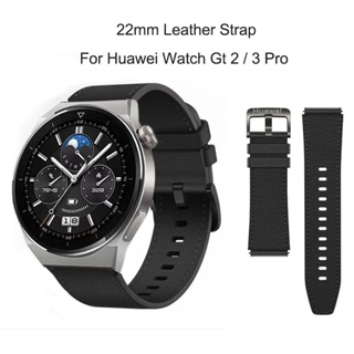 สายนาฬิกาข้อมือหนังนิ่ม 22 มม. สีดํา แบบเปลี่ยน สําหรับ HUAWEI Watch Gt 2 3 pro 2e 46 มม. HUAWEI Watch 3 pro