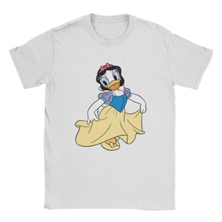 Vintage Disney Daisy Duck Dressed Up As Snow White T-Shirts for Men Cotton T Shirt Short Sleeve Tee Shirt Birthday _01