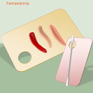 Fantastictrip พาเลทไม้พาย สเตนเลส สําหรับผสมรองพื้น แต่งหน้า