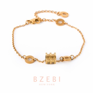 BZEBI กําไลข้อมือ สร้อยข้อมือ ทอง ผู้หญิง สร้อยสแตนเลส เหล็กไทเทเนียม 18K ปรับได้ สําหรับผู้หญิง 980b