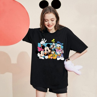 Womens Disney Kawaii Mickey Mouse Summer T-shirt Ladies Black Top Kormen Korean Style_03