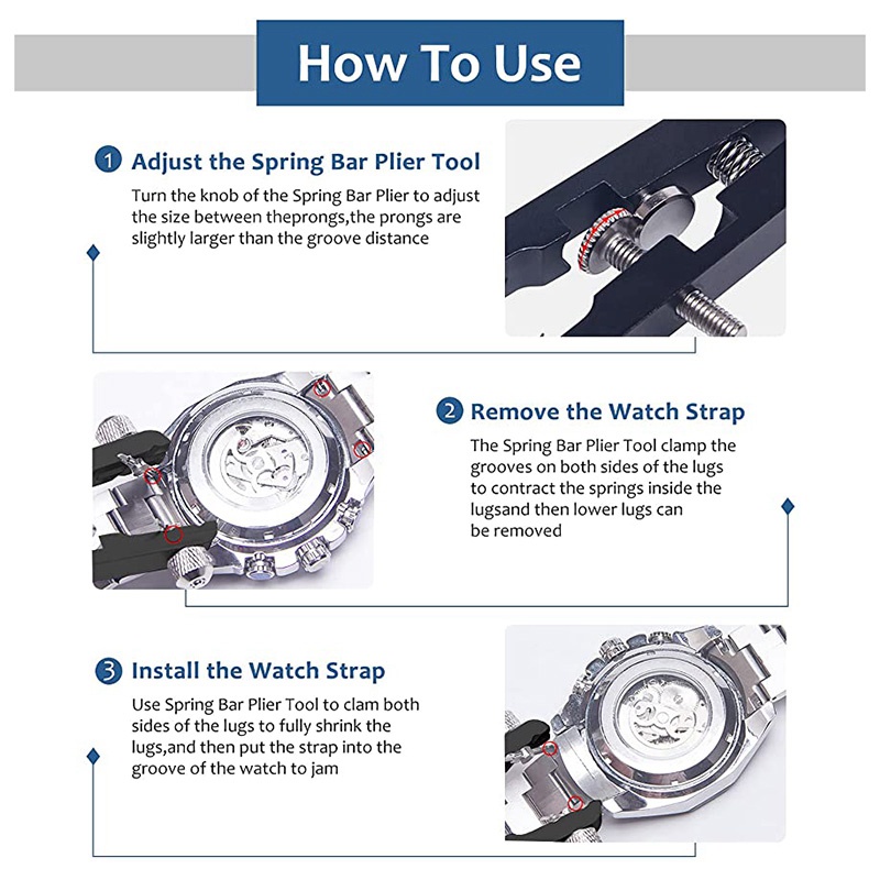 ชุดเครื่องมือคีมสปริงบาร์-สําหรับถอดสายนาฬิกาข้อมือ